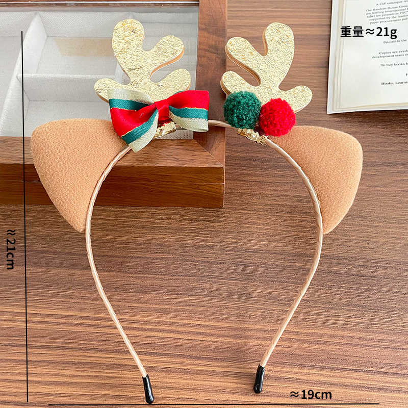 Reindeer Antlers Headband - ヘッドバンド ぬいぐるみ トナカイの角 クリスマスツリー リボン 子供用