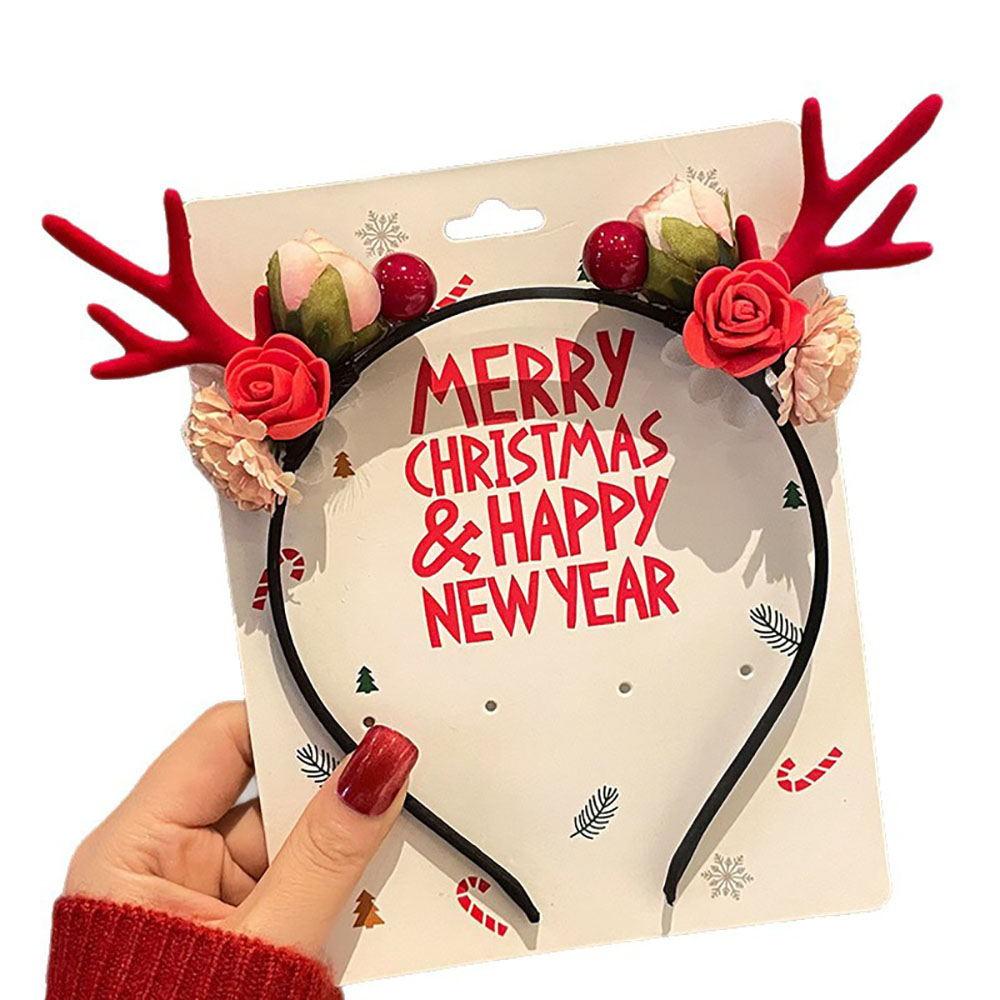 Reindeer Antlers Headband - かわいいヘアアクセサリー ベルベット クリスマス ヘッドバンド トナカイの角のヘッドバンド 環境に優しい