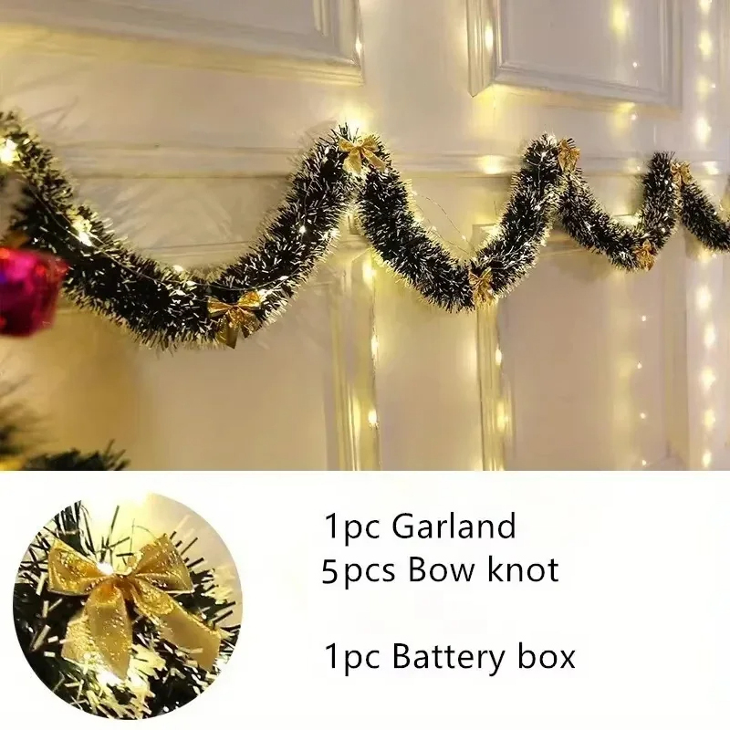 Led Fairy String Lights - 2M LEDライト付きクリスマスティンセルガーランド、光沢のあるメタリックツイストの吊り下げ飾り、人工クリスマスガーランド、暖炉の飾り、ホームパーティー用