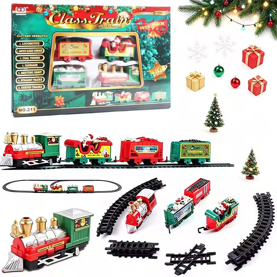 リアルなクリスマス電気列車セット。組み立てが簡単で、お子様へ - Christmas Tree Artificial のレビューと価格