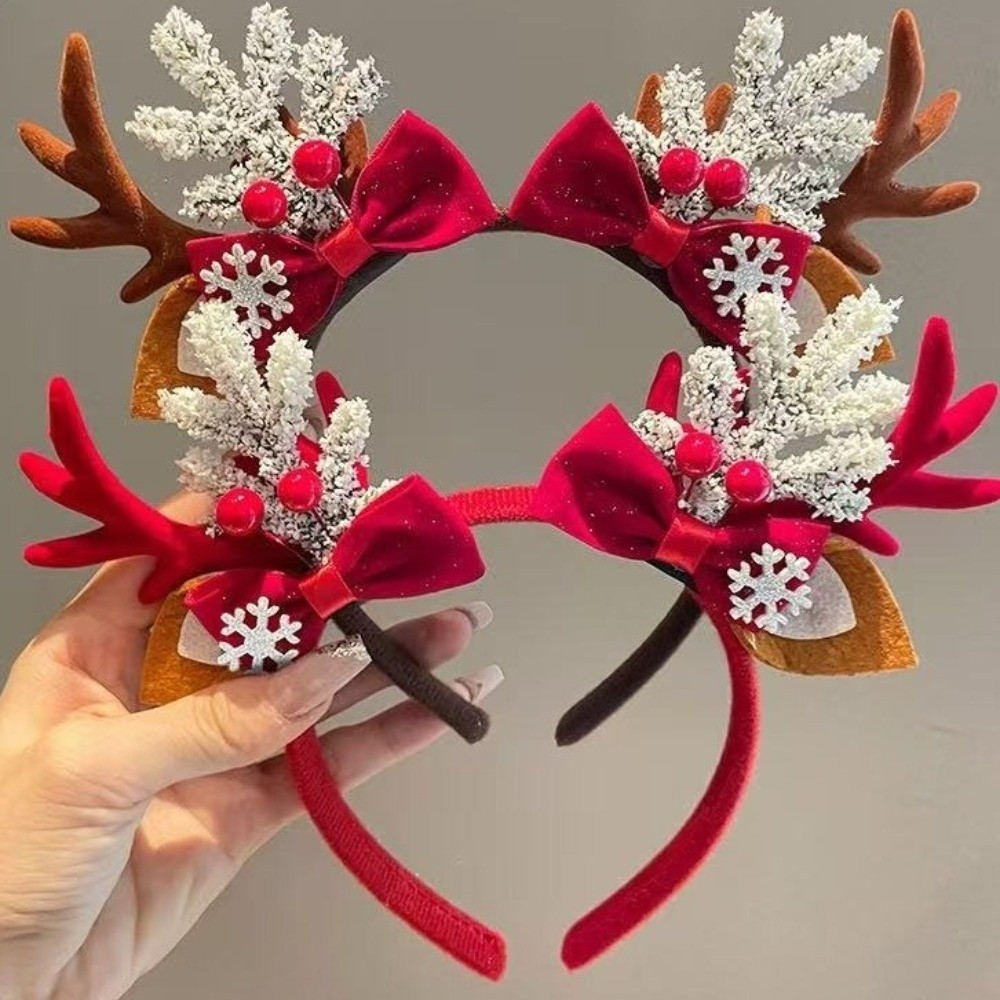 コスプレ用、赤いベルベット素材の角飾りヘアバンド、ベルベット - Reindeer Antlers Headband のレビューと価格