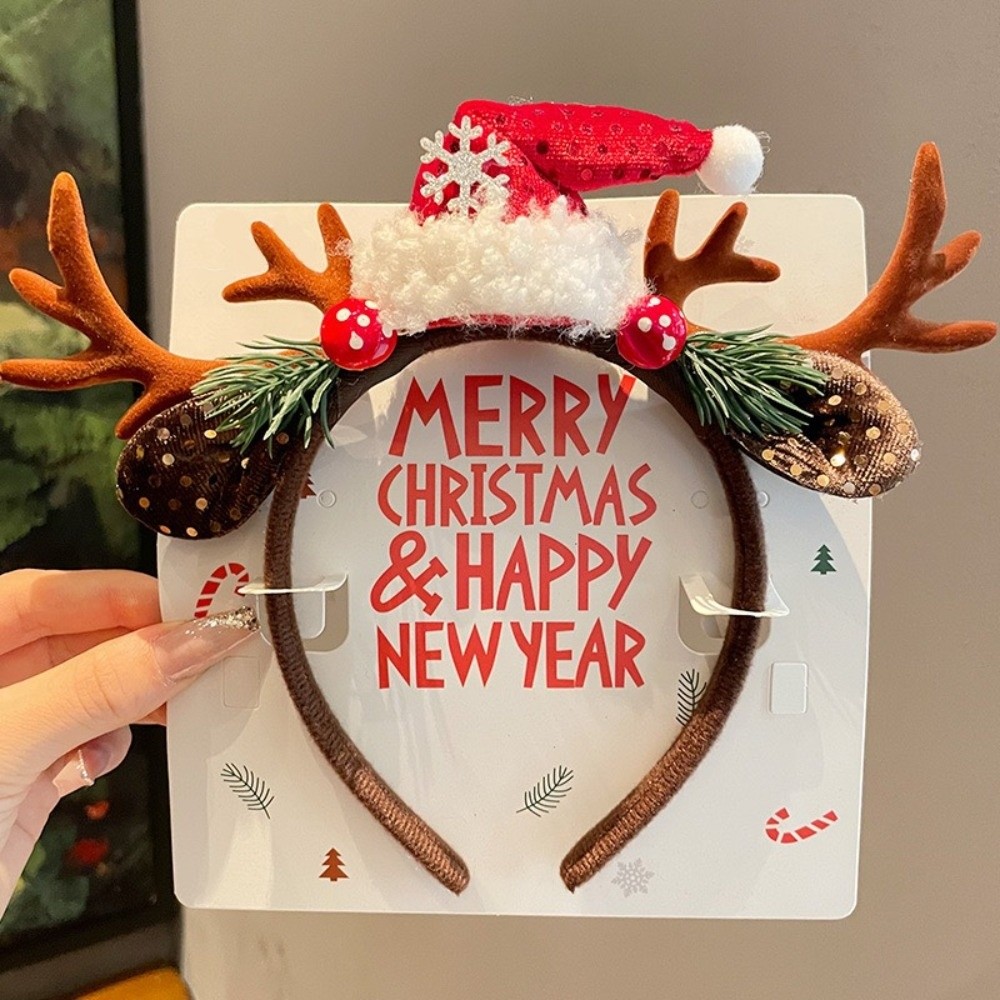 コスプレ用、赤いベルベット素材の角飾りヘアバンド、ベルベット - Reindeer Antlers Headband のレビューと価格