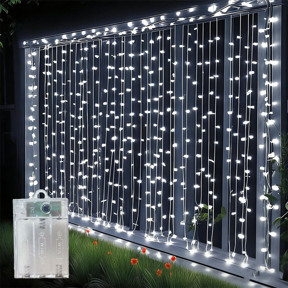 電池式 3/6m カーテン型 LED ストリングライト ガー - Led Fairy String Lights のレビューと価格