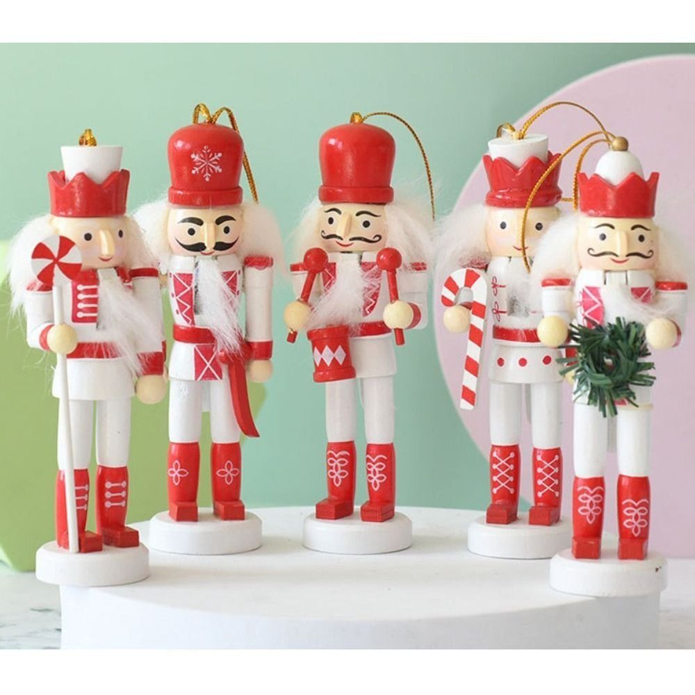 クリスマス柄の手作りナッツクラッカー人形5個セット。ヴィンテ - Nutcracker Figurine のレビューと価格