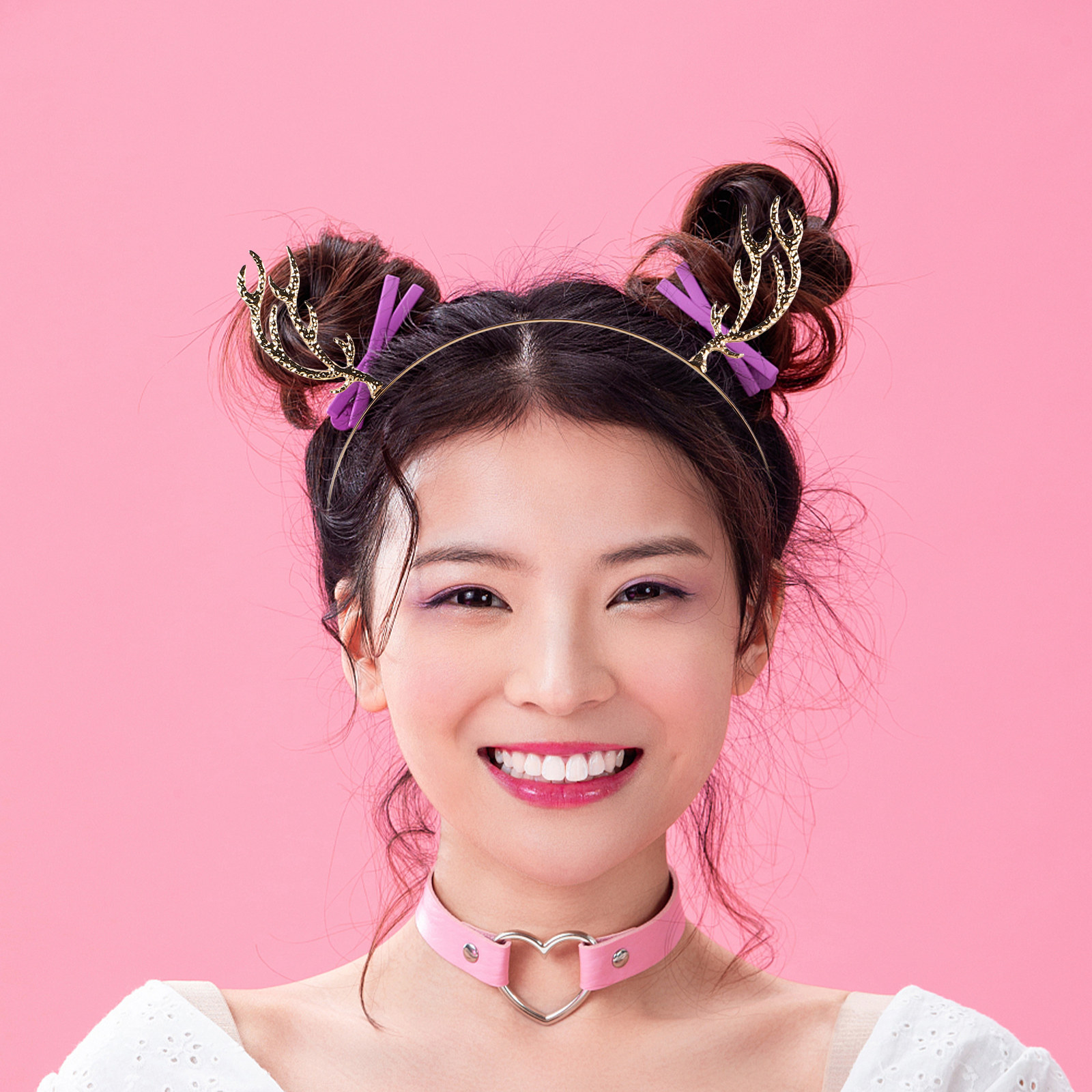 クリスマス衣装用ヘッドバンド、トナカイの角、金属製ラインスト - Reindeer Antlers Headband のレビューと価格