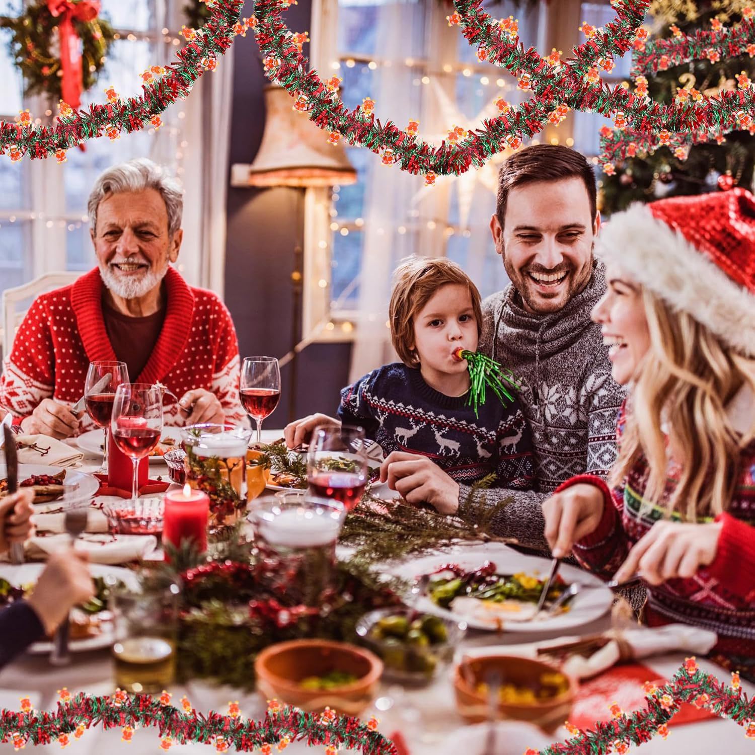 1～10個入り、クリスマスツリー、暖炉、ホームパーティー用の - Tinsel Garland Decoration のレビューと価格